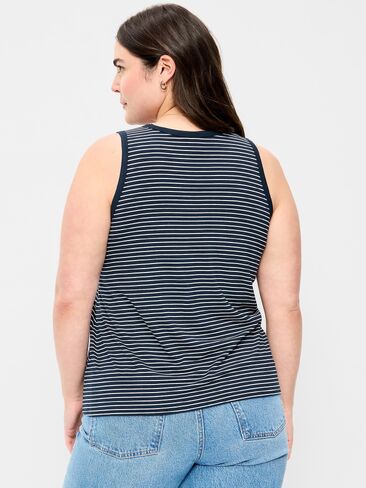 بلوزة بدون أكمام ذات رقبة عالية من Old Navy Luxe - شريط أبيض صغير in Saudi Arabia