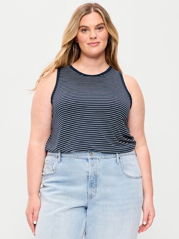 بلوزة بدون أكمام ذات رقبة عالية من Old Navy Luxe - شريط أبيض صغير in Saudi Arabia