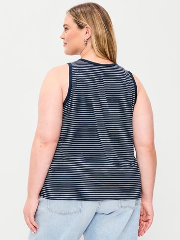 بلوزة بدون أكمام ذات رقبة عالية من Old Navy Luxe - شريط أبيض صغير in Saudi Arabia