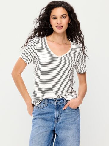 Old Navy Luxe V-Neck T-Shirt - Small Navy Stripe in Saudi Arabia