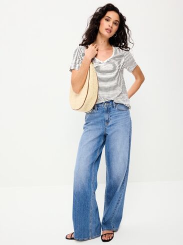 Old Navy Luxe V-Neck T-Shirt - Small Navy Stripe in Saudi Arabia