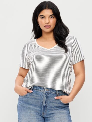 Old Navy Luxe V-Neck T-Shirt - Small Navy Stripe in Saudi Arabia