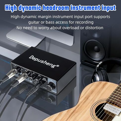 Depusheng USB Audio Interface with ASIO Drivers, 24Bit 192Khz, Phantom Power +48v, Low Latency for Home Studio Recording, PC/MAC Compatible (4 CHANNEL) in Saudi Arabia