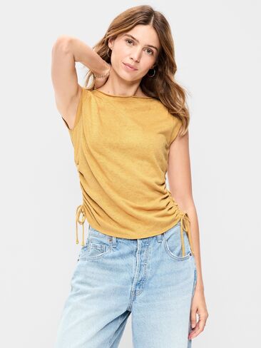 Old Navy Cap-Sleeve Shirred Side Top - SANDSTORM in Saudi Arabia