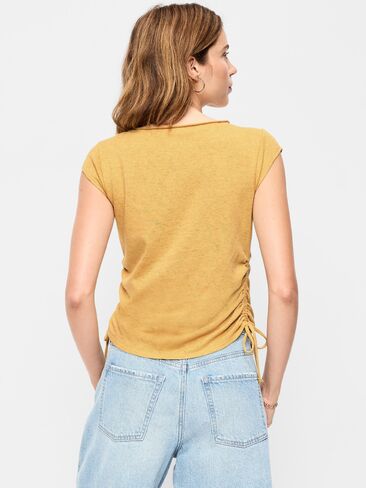 Old Navy Cap-Sleeve Shirred Side Top - SANDSTORM in Saudi Arabia