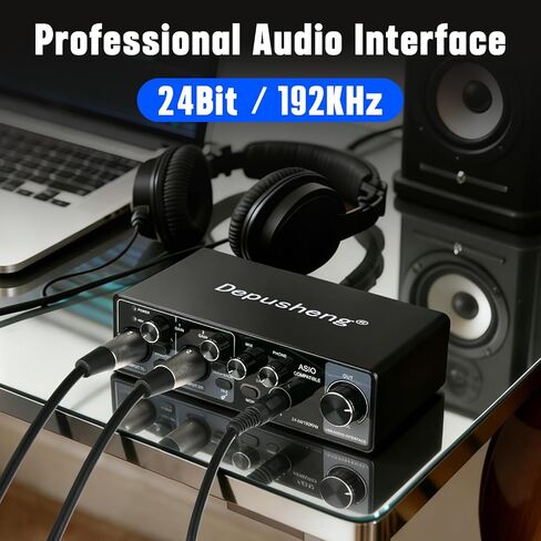 Depusheng USB Audio Interface with ASIO Drivers, 24Bit 192Khz, Phantom Power +48v, Low Latency for Home Studio Recording, PC/MAC Compatible (4 CHANNEL) in Saudi Arabia