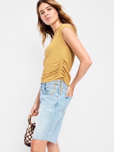 Old Navy Cap-Sleeve Shirred Side Top - SANDSTORM in Saudi Arabia