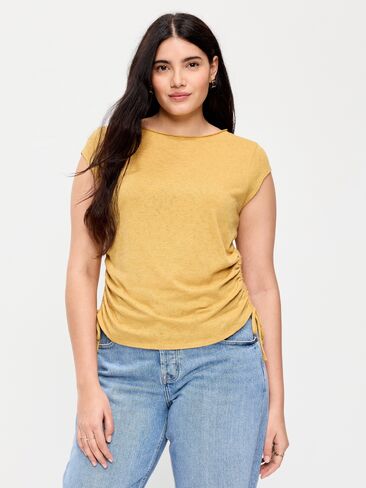 Old Navy Cap-Sleeve Shirred Side Top - SANDSTORM in Saudi Arabia