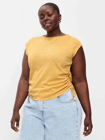 Old Navy Cap-Sleeve Shirred Side Top - SANDSTORM in Saudi Arabia