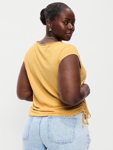 Old Navy Cap-Sleeve Shirred Side Top - SANDSTORM in Saudi Arabia