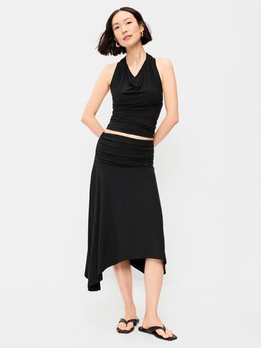 Old Navy Asymmetrical Draped Midi Skirt - Black Jack in Saudi Arabia