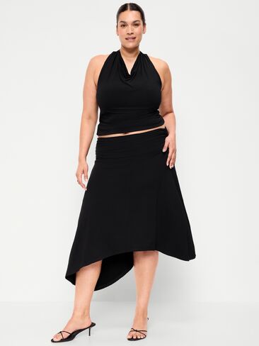 Old Navy Asymmetrical Draped Midi Skirt - Black Jack in Saudi Arabia