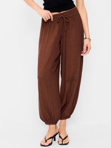 Old Navy High-Waisted Sheer Crinkle Crepe Harem Pants - Peppercorn in Saudi Arabia
