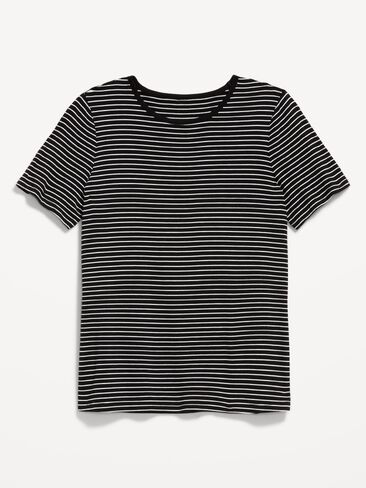 تي شيرت Old Navy Luxe برقبة دائرية - شريط أسود/أبيض in Kuwait