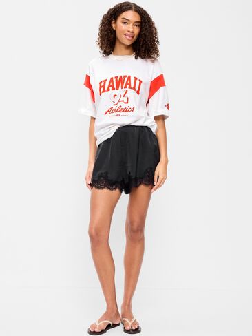 Old Navy High-Waisted Lace-Trim Satin Shorts - Black Jack in Saudi Arabia