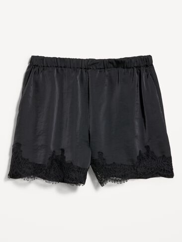 Old Navy High-Waisted Lace-Trim Satin Shorts - Black Jack in Saudi Arabia