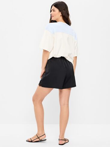 Old Navy High-Waisted Lace-Trim Satin Shorts - Black Jack in Saudi Arabia