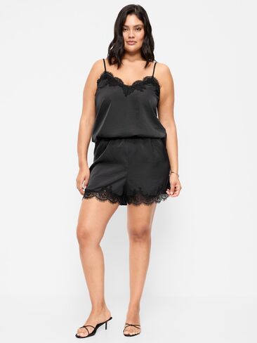 Old Navy High-Waisted Lace-Trim Satin Shorts - Black Jack in Saudi Arabia