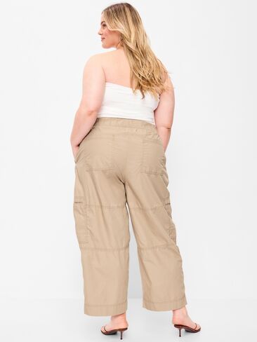 Old Navy Mid-Rise Cropped Barrel-Leg Utility Pants - Toasted Almond in Saudi Arabia
