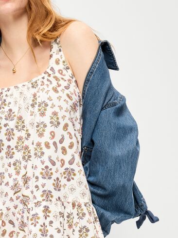 فستان Old Navy قصير بدون أكمام بخصر منسدل - أبيض بيزلي in Saudi Arabia