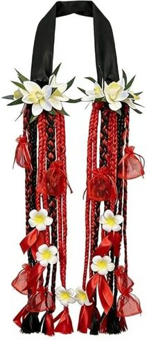 Graduation Ribbon Leis Class of 2026 Hawaiian Ribbon Braided Lei with Flowers in Saudi Arabia