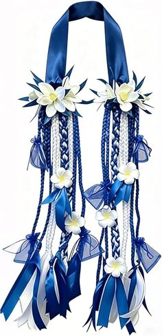 Graduation Ribbon Leis Class of 2026 Hawaiian Ribbon Braided Lei with Flowers in Saudi Arabia