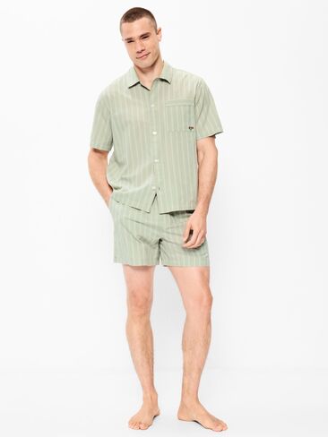 Old Navy Poplin Pajama Shorts Set - Green Stripe in Saudi Arabia