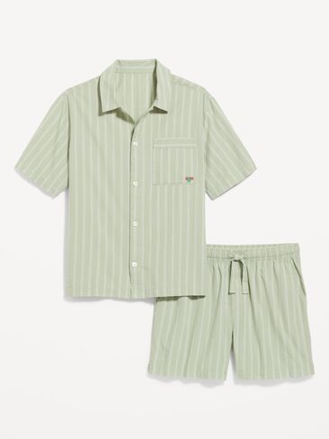 Old Navy Poplin Pajama Shorts Set - Green Stripe in Saudi Arabia