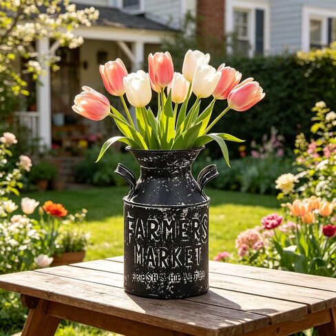 Vintage Rustic Floral Metal Pitcher Vase, 10.24" H Watering Can Decor with Butterfly & Bee Pattern, Farmhouse Centerpiece for Indoor & Covered Outdoor Home Garden Living Room Patio Wedding in Saudi Arabia