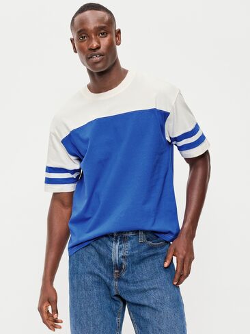 تي شيرت Old Navy ثقيل الوزن بأكمام قصيرة على طراز كرة القدم - أزرق كرايون in Saudi Arabia