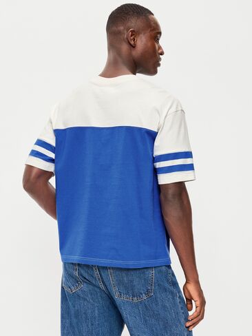 تي شيرت Old Navy ثقيل الوزن بأكمام قصيرة على طراز كرة القدم - أزرق كرايون in Saudi Arabia
