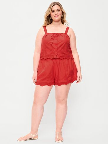 Old Navy شورت عالي الخصر مزين بالدانتيل - سمكة القمر البرتقالية in Saudi Arabia
