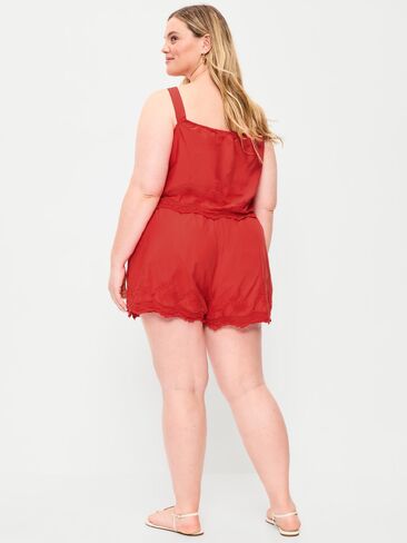 Old Navy شورت عالي الخصر مزين بالدانتيل - سمكة القمر البرتقالية in Saudi Arabia