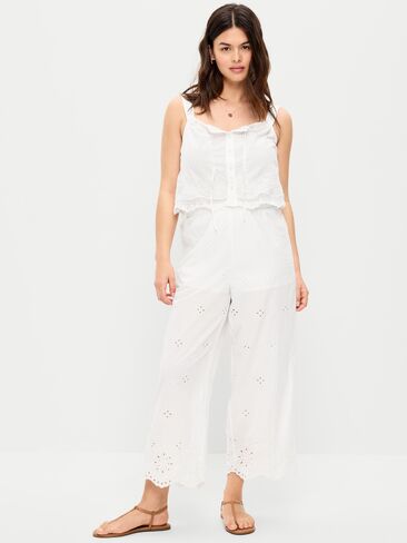 بنطلون واسع الساق بخصر عالٍ من Old Navy - زنابق بيضاء in Saudi Arabia