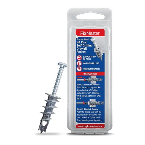 #8 Nylon Self-Drilling Drywall Anchors w/Screws (25 Anchors & 25 Screws) – Premium Nylon 66 Hollow Wall Anchors for 3/8"-5/8" Drywall – Shock-Resistant Hold, Easy Install - 75lb Holding Strength in Saudi Arabia