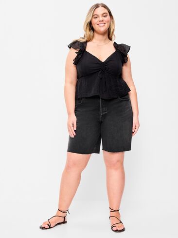 شورت جينز فضفاض متوسط ​​الارتفاع من Old Navy - درزة داخلية 9 بوصة - أسود مغسول in Kuwait