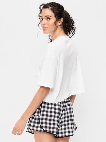 Old Navy Vintage Crew-Neck Oversized Crop Graphic T-Shirt - White Lilies in Saudi Arabia