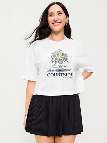 Old Navy Vintage Crew-Neck Oversized Crop Graphic T-Shirt - White Lilies in Saudi Arabia