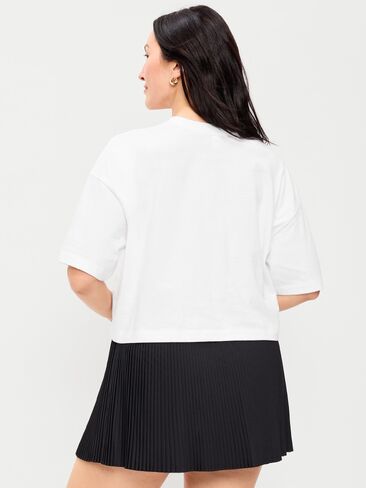 Old Navy Vintage Crew-Neck Oversized Crop Graphic T-Shirt - White Lilies in Saudi Arabia