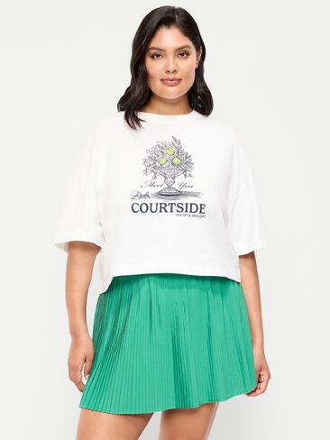 Old Navy Vintage Crew-Neck Oversized Crop Graphic T-Shirt - White Lilies in Saudi Arabia