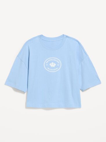 تي شيرت Old Navy Vintage برقبة دائرية ورسومات قصيرة - أزرق مونيه in Kuwait