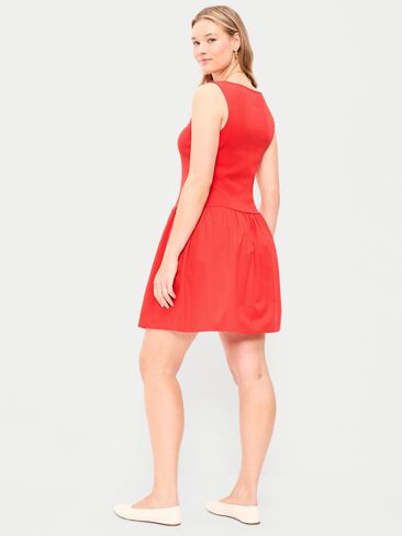 Old Navy Mixed Media Drop-Waist Mini Dress - Red in Saudi Arabia