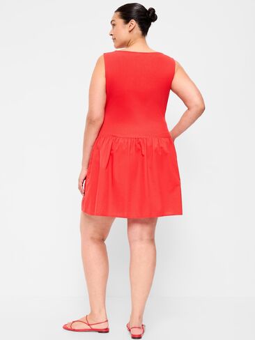 Old Navy Mixed Media Drop-Waist Mini Dress - Red in Saudi Arabia