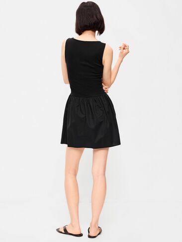 Old Navy Mixed Media Drop-Waist Mini Dress - Black Jack in Saudi Arabia