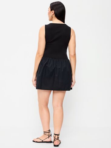 Old Navy Mixed Media Drop-Waist Mini Dress - Black Jack in Saudi Arabia
