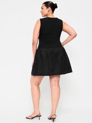 Old Navy Mixed Media Drop-Waist Mini Dress - Black Jack in Saudi Arabia