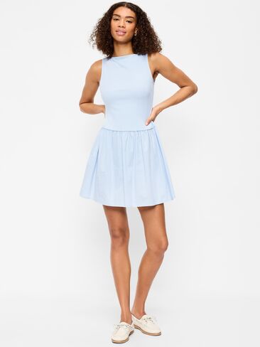 Old Navy Mixed Media Drop-Waist Mini Dress - Sky Maintenance in Saudi Arabia