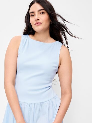 Old Navy Mixed Media Drop-Waist Mini Dress - Sky Maintenance in Saudi Arabia
