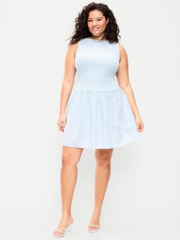 Old Navy Mixed Media Drop-Waist Mini Dress - Sky Maintenance in Saudi Arabia