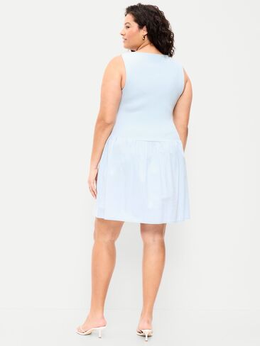Old Navy Mixed Media Drop-Waist Mini Dress - Sky Maintenance in Saudi Arabia